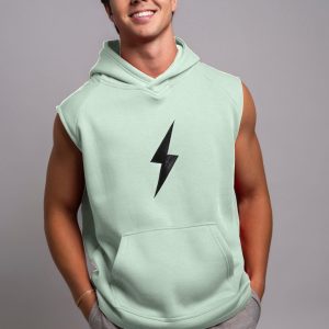 BOLT Sleeveless Hoodie - Mint/Black Bolt
