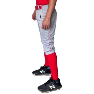 Premium Pro Baseball Knicker Pant w/ Piping - Grey/Red