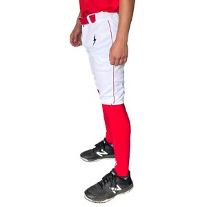 Premium Pro Baseball Short Pant w/ Piping - White/Red