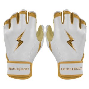 PREMIUM PRO GOLD Series Short Cuff Batting Gloves - Gold WHITE